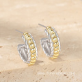 I8K Two Tone Gold Plated 925 Silver Earrings